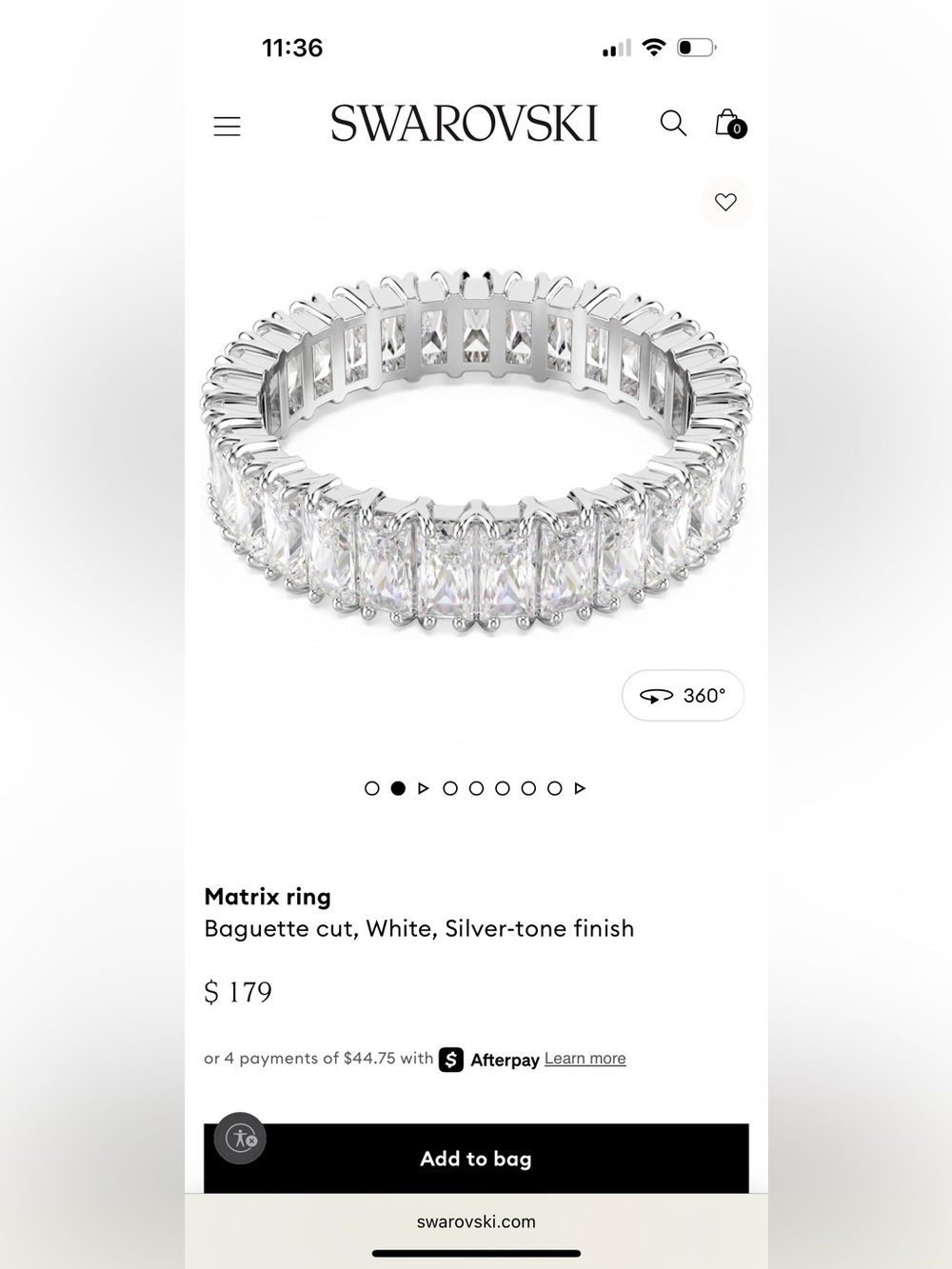 Swarovski White Matrix Baguette Ring